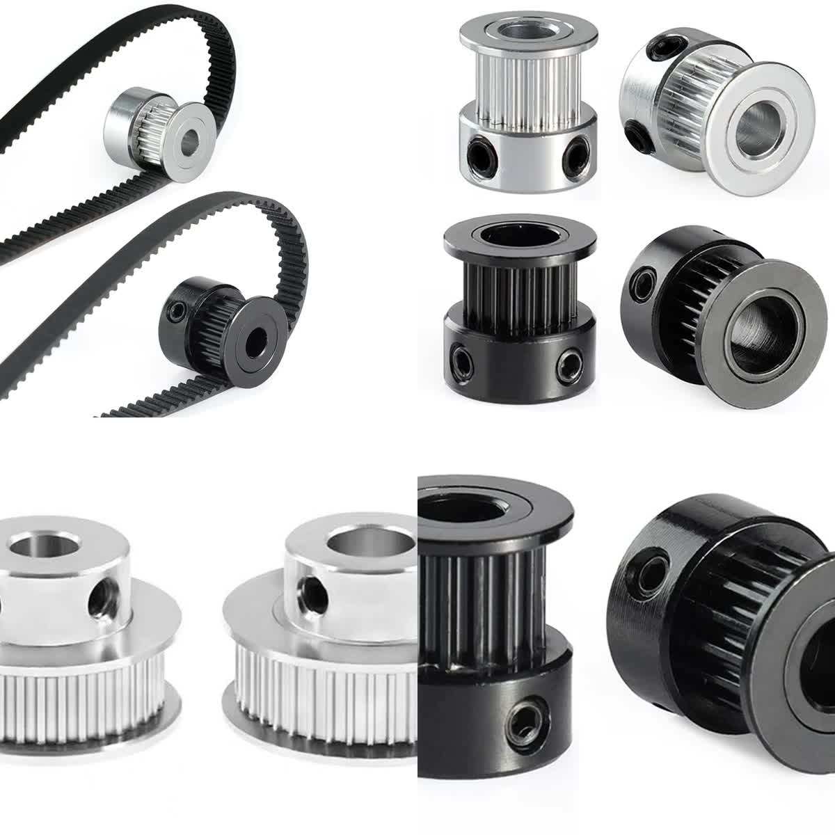 GT2 Timing Pulley Ratio Set: 16T, 20T, 30T, 36T and 40T, 5 mm Bore, 6 mm Belt, Aluminium (16 Pulleys)