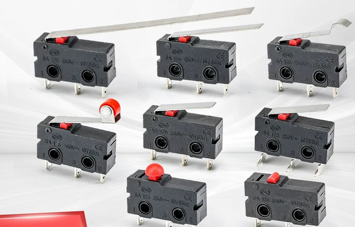 KW12 Micro Limit Switch TS-1D3 — 16 mm Straight Lever, 3-Pin SPDT, 5 A 250 V, Copper Contacts (10-Pack)