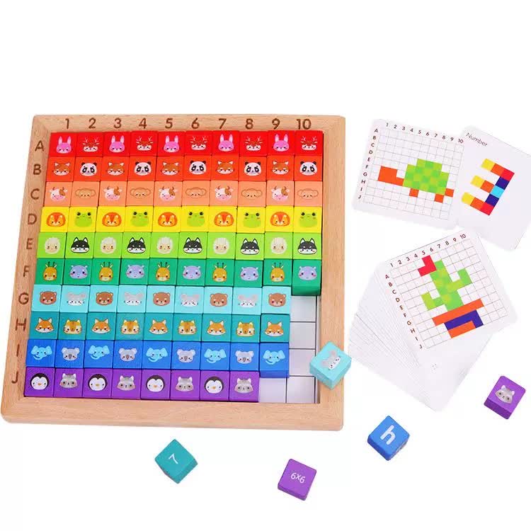 Robot Training Props: 100 Colored Wooden Cubes (10 Colors) with 10×10 Tray, for Pick-and-Place, Sorting and Stacking Datasets