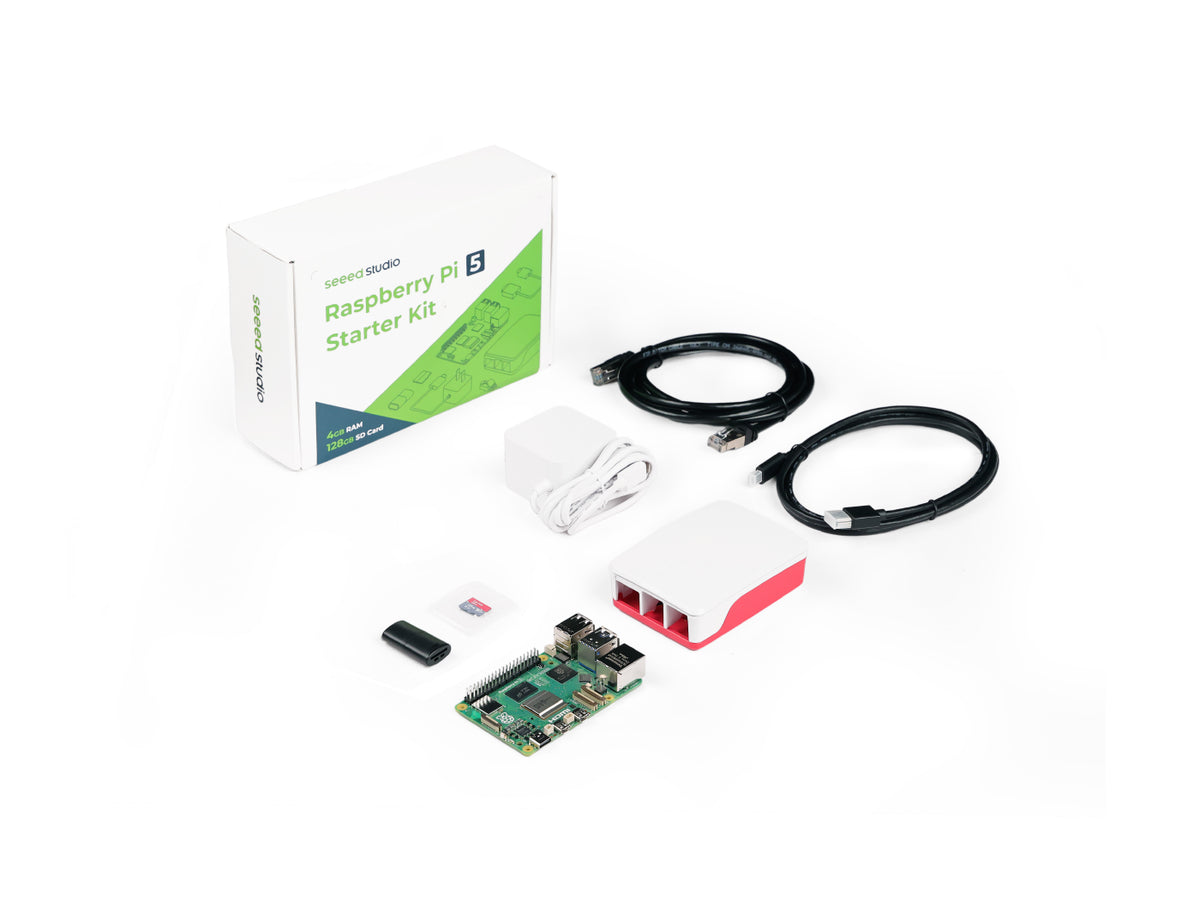 Raspberry Pi 5 Starter Kit (4GB RAM) with Official Case, 27W USB-C Power Supply and 128GB microSD Pre-loaded with Raspberry Pi OS