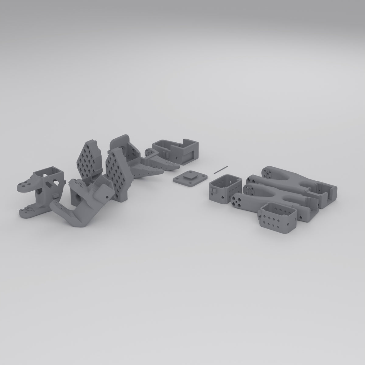 SO-101 follower arm printed parts, three-quarter view